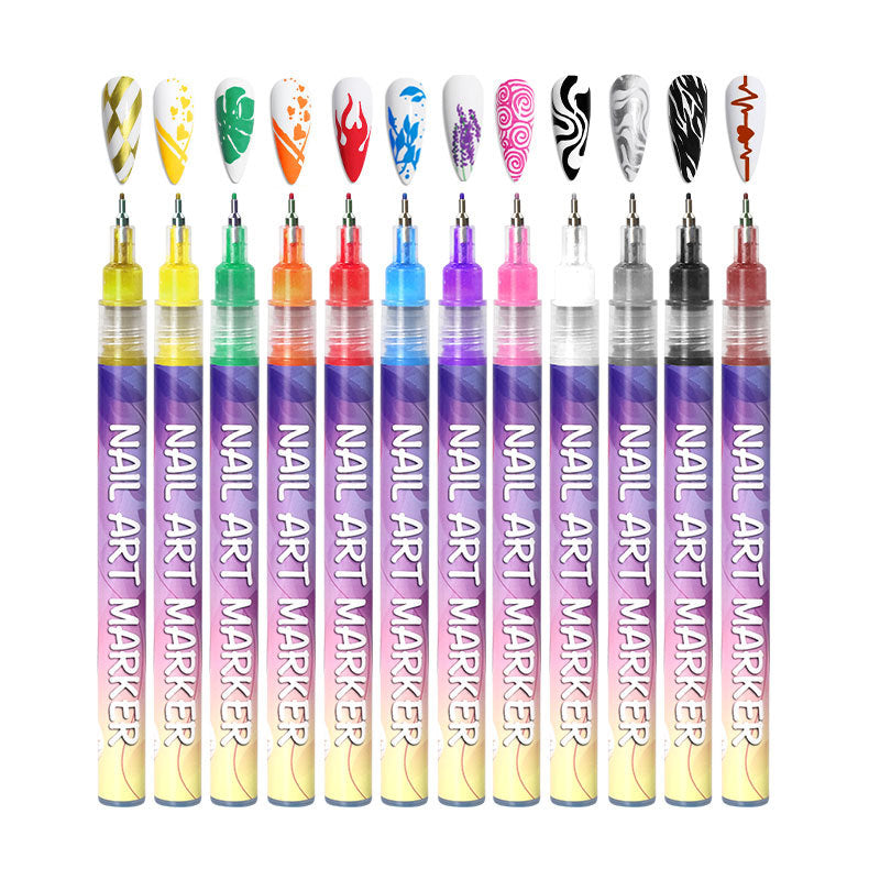 12-Color Nail Art Graffiti Pen Set