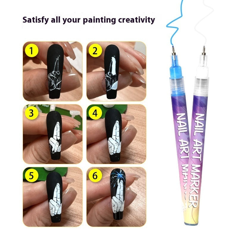 12-Color Nail Art Graffiti Pen Set